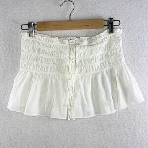 Kimchi Blue Womens Y2K Peasant Crop Top Sz S White Corset Boho Cottage Coquette